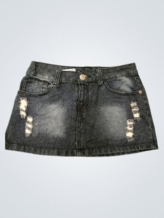 Distressed Denim Mini Skirt