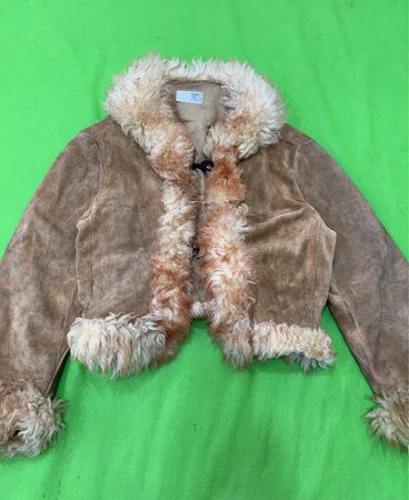 Suede Fur Trimmed Cropped Jacket