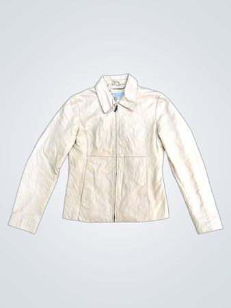 EMME Women's Beige Leather Jacket