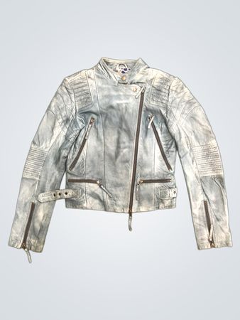 Jean Paul Berlin Blue Leather Biker Jacket