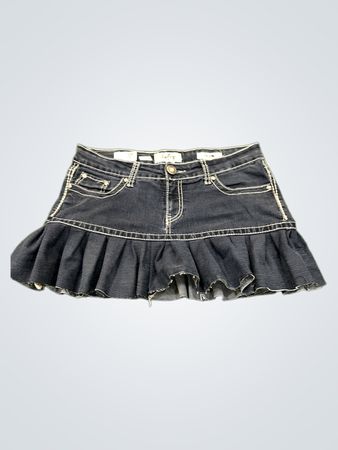 Upcycled Daytrip Denim Ruffle Mini Skirt
