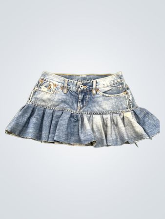 Upcycled Guess Denim Ruffle Skirt