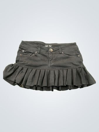 Upcycled Lei Ashley Trouble Black Denim Ruffle Skirt
