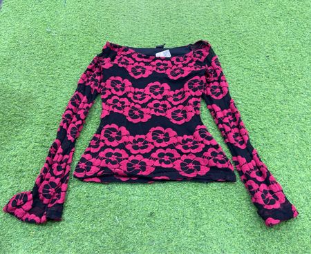 W. Copper Black and Pink Floral Long Sleeve Top