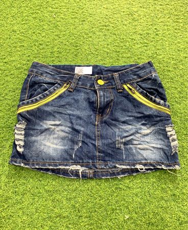 Jupe mini en denim jaune Miao Ling
