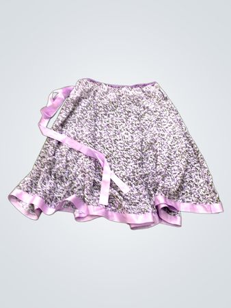 Purple Floral Print Skirt with Ribbon Tie