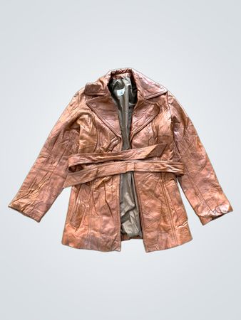 Brown Leather Patchwork Jacket with Belt