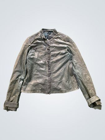 Supermall Women's Distressed Leather Jacket