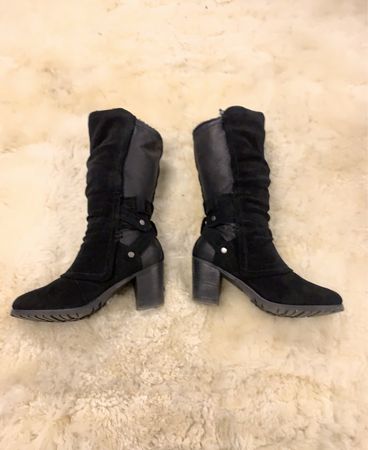 Black Suede and Leather Boots