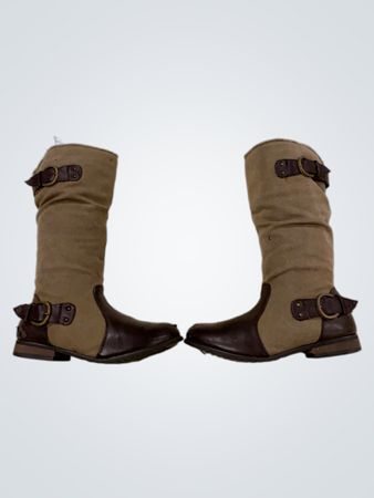Brown and Tan Buckled Boots