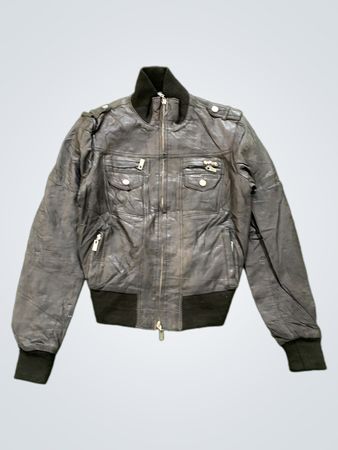 MOMOMELA VAGABONDA Black Leather Bomber Jacket