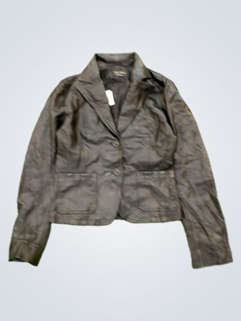 Vera Pelle Made in Italy Black Leather Blazer