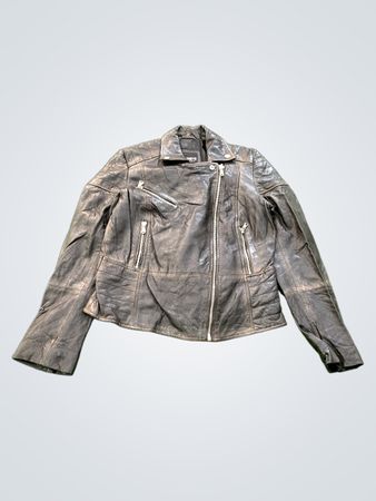 Veste de motard en cuir noir Barneys Originals