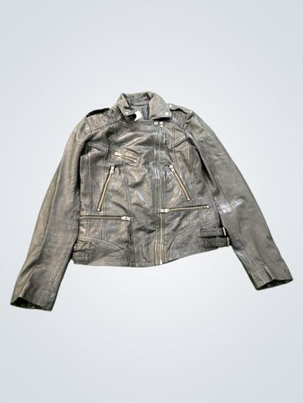 Naf Naf Black Leather Biker Jacket