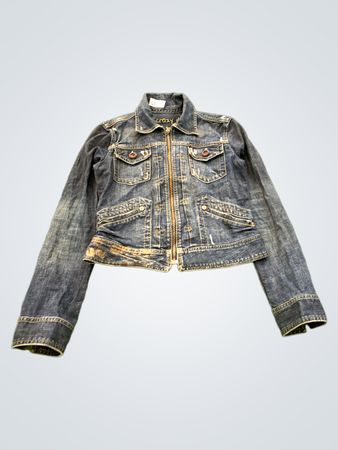 Giacca in denim con testo ricamato