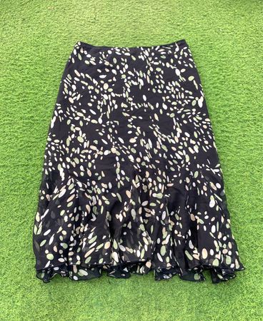 East 5th Women's Black Floral Print Ruffle Hem Midi Skirt