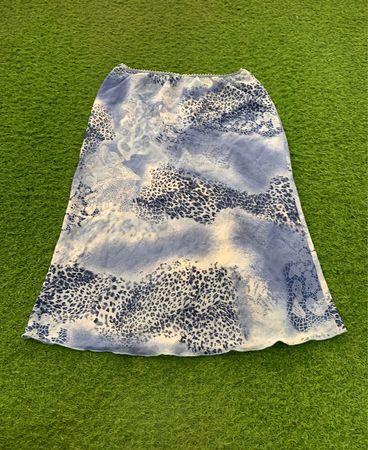 Blau-weißer Leopardenmuster Maxi-Rock