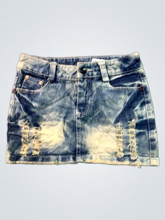 Blauer Jeansrock mit Taschendetails aus Strass