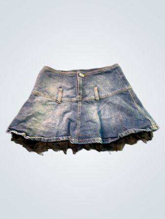 Mädchen Jeansrock mit Tüllsaum