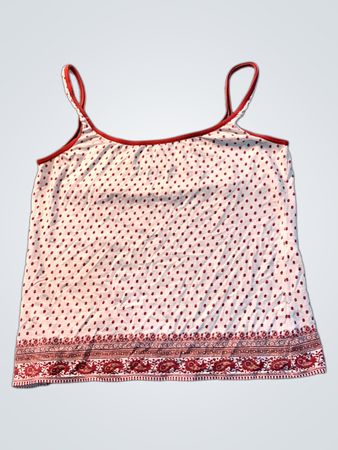 White Tank Top with Red Polka Dots and Red Trim