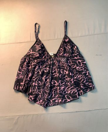Schwarz- und Pinkfarbiges Grafikdruck-Camisole
