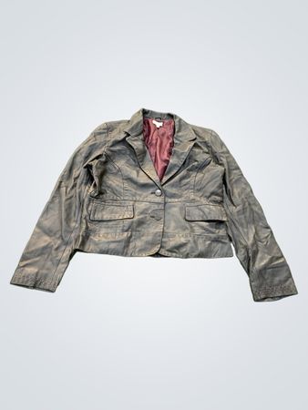 DELAVAGA Black Leather Blazer