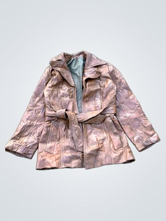 Brown Leather Patchwork Jacket with Belt
