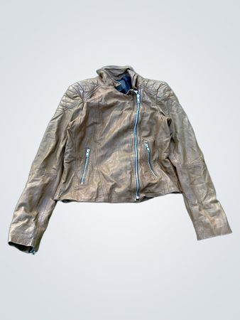 MUUBBAA Brown Leather Biker Jacket