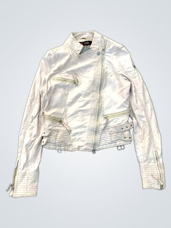 CABRINI Women's Beige Leather Biker Jacket