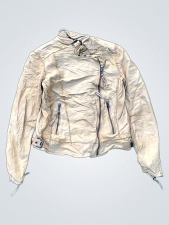 Blouson biker en cuir beige pour femme Muubaa