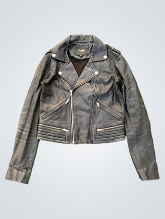 Chaqueta biker de cuero negro