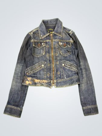 Denim Jacket with Embroidered Quote