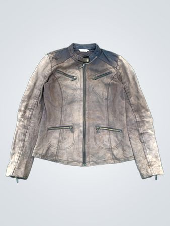 Chaqueta biker de cuero marrón Oromoc