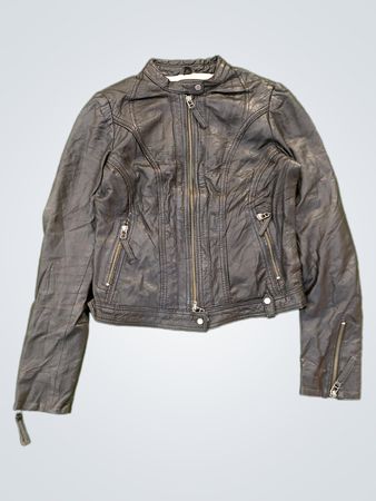 MUDGESTONE Schwarze Kunstleder-Motojacke