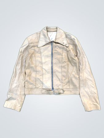 Beige Leather Jacket with Belt
