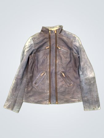 AGNG COLLECTION Jaqueta de Couro Azul