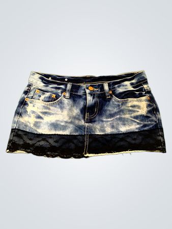 MINI YIZU Jeans-Minirock mit Spitzenbesatz