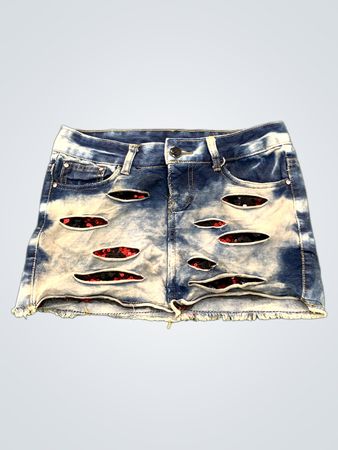 Jeansrock mit Destroyed-Effekt und Pailletten