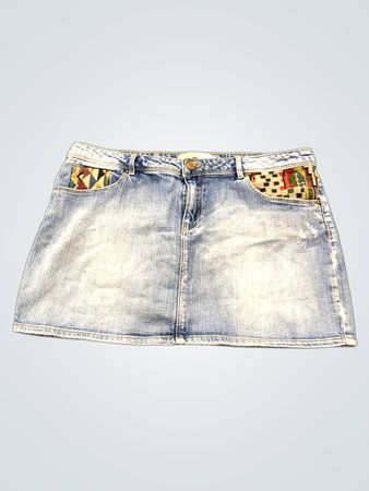 Springfield Jeans Damen-Jeansrock mit besticktem Bund