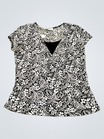 Carducci Schwarz-Weiß Blumenmuster-Top