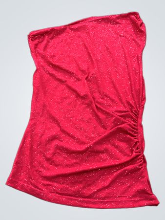 Rotes funkelndes, gerafftes Ein-Schulter-Oberteil