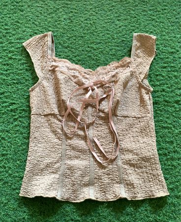 Raffung mit Spitzenbesatz Quadrat-Ausschnitt Top