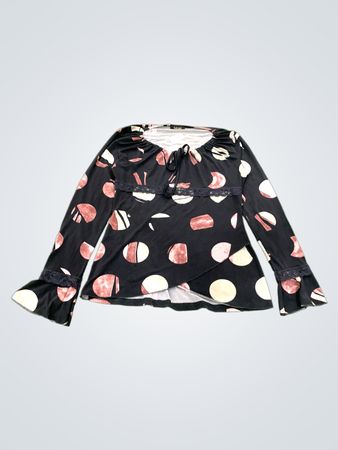 Talco schwarzes Langarmshirt mit abstraktem Kreismuster