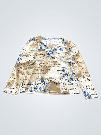 Langärmeliges Oberteil mit Schriftzug und Blumenmuster