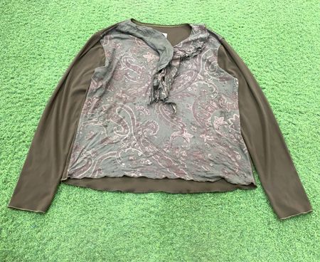 Paisley-Muster, gerafftes Langarm-Oberteil