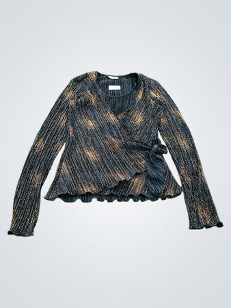 CANDA COLLECTION AT C&A Schwarzes plissiertes Oberteil mit goldenem Glitzern