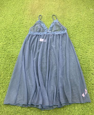 La Vie en Rose Blaues Sheer-Babydoll-Nachthemd