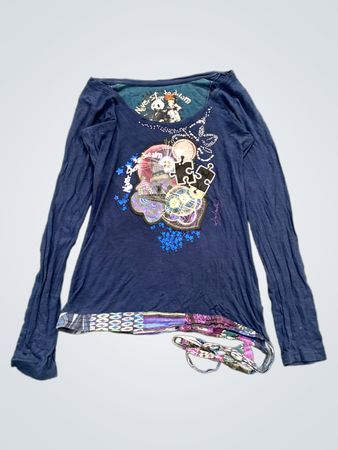 Desigual "Never Stop to Dream" Grafik-Langarm-T-Shirt