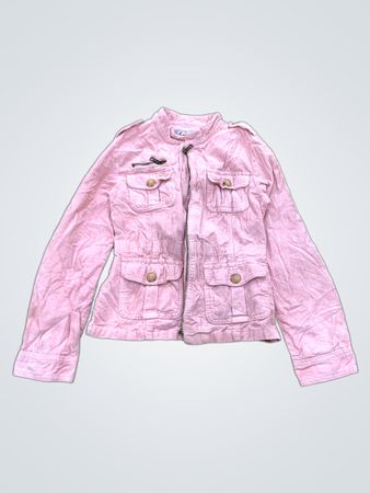 Veste en velours côtelé rose avec poches