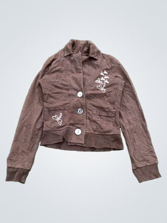 D-LITE PRODUCT Brown Jacke mit Schmetterlingsstickerei